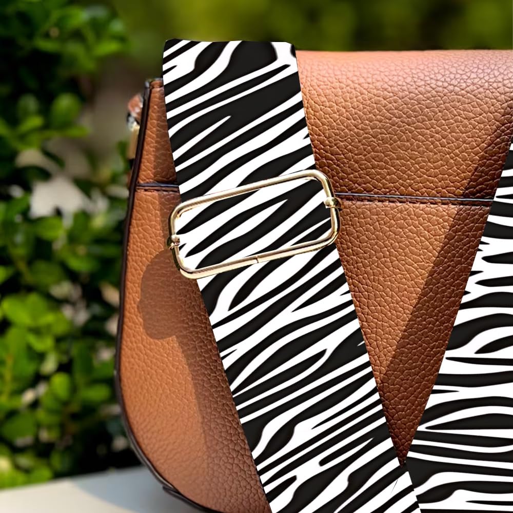 WDESYADMS Adjustable Replacement Bag Strap 55.1×2 Inch Zebra Print Wide Shoulder Crossbody Purse Strap with Metal Hooks Comfortable Lightweight Handbag Strap Replacement for Tote Messenger Bag