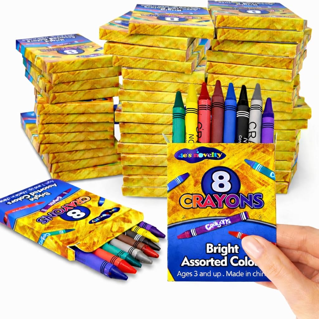 4E's Novelty 48 Boxes of 8-Packs Bulk Crayons for Kids, Classroom Crayons Bulk Teachers Supplies, School Supplies, Restaurants, Birthday Party Favors Non-Toxic (48 of 8-Packs)