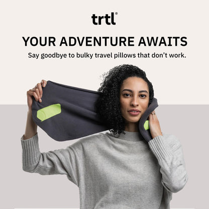 trtl Travel and Airplane Pillow - Real Sleeping Experience on Long Flights - Neck and Shoulder Support - Super-Soft, Lightweight, Easy-to-Carry, and Machine-Washable Flight Pillow - Grey