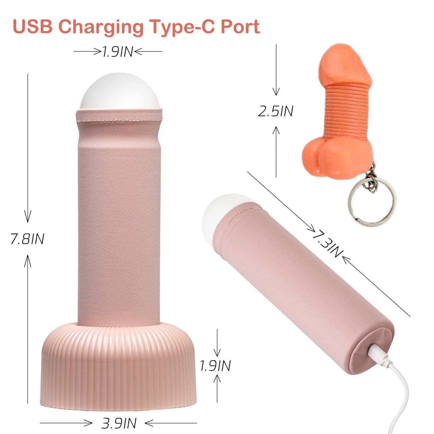 SMOOTHWIND Funny Night Light, Adult Gag Gift, Rechargeable Creative Column LED Lamp, Bedside Lamp for Bedroom, Weird Nightlight, Prank Decoration, Party Humor, Birthday White Elephant(Pink)
