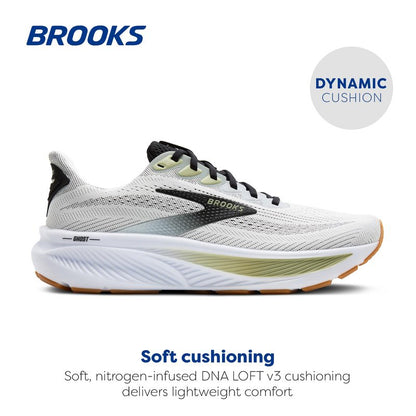 Brooks Men’s Ghost 17 Neutral Running Shoe - White/Black/Tea - 13 Medium