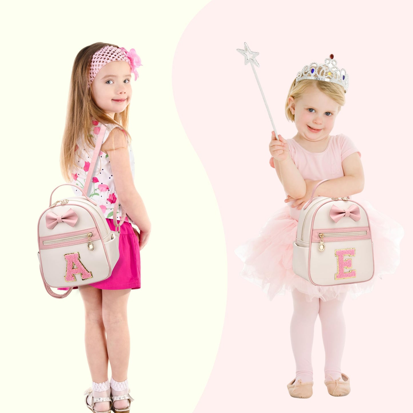 I IHAYNER Girls Initial Bowknot Small Leather Backpack Cute Mini Backpack Personalized Trendy Stuff Gifts for Women Pink-K