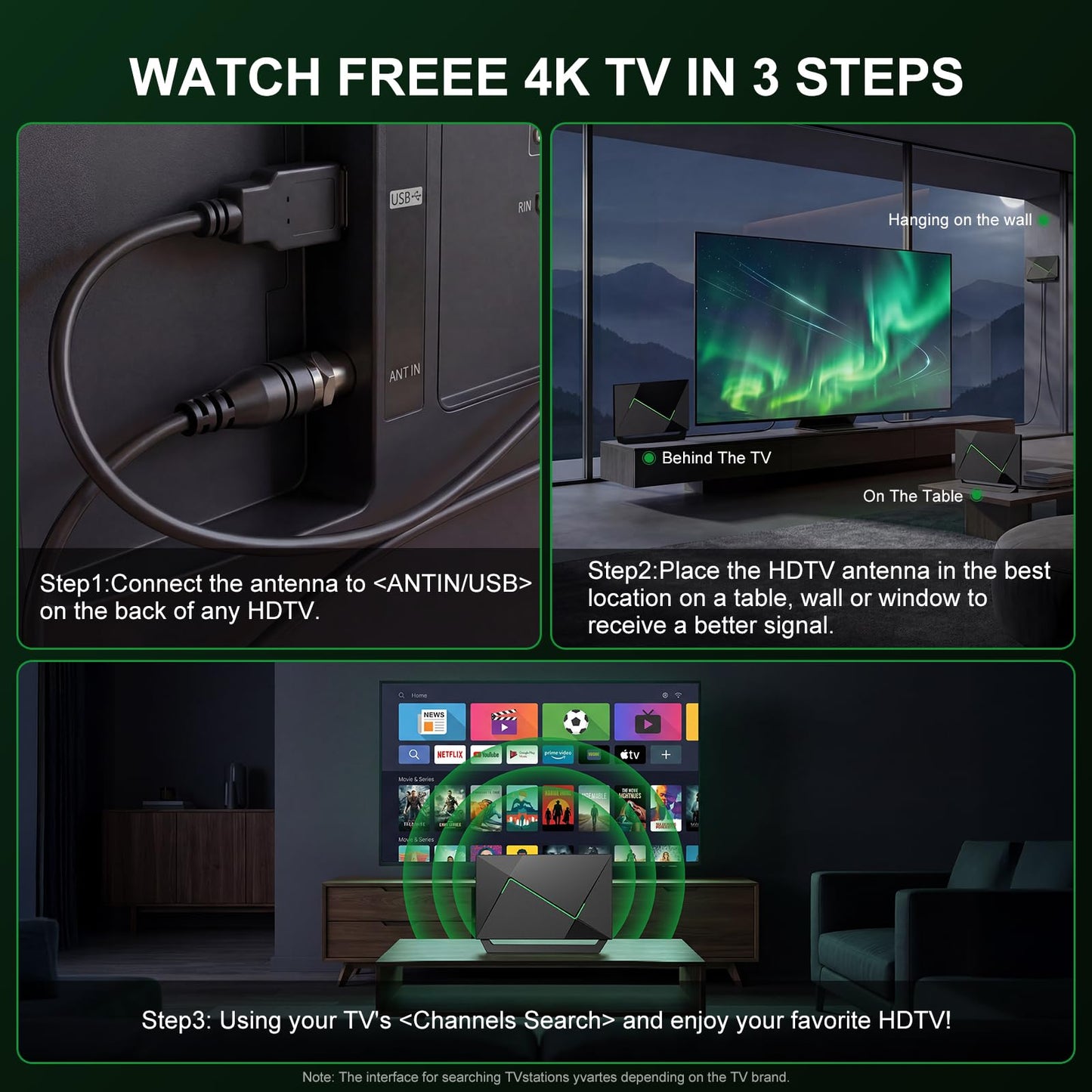 2026 TV Antenna for Smart TV Indoor for Local Channels HD Digital Antenna Outdoor Long Range Reception with Amplifier Signal Booster Supports 4K 1080p HD