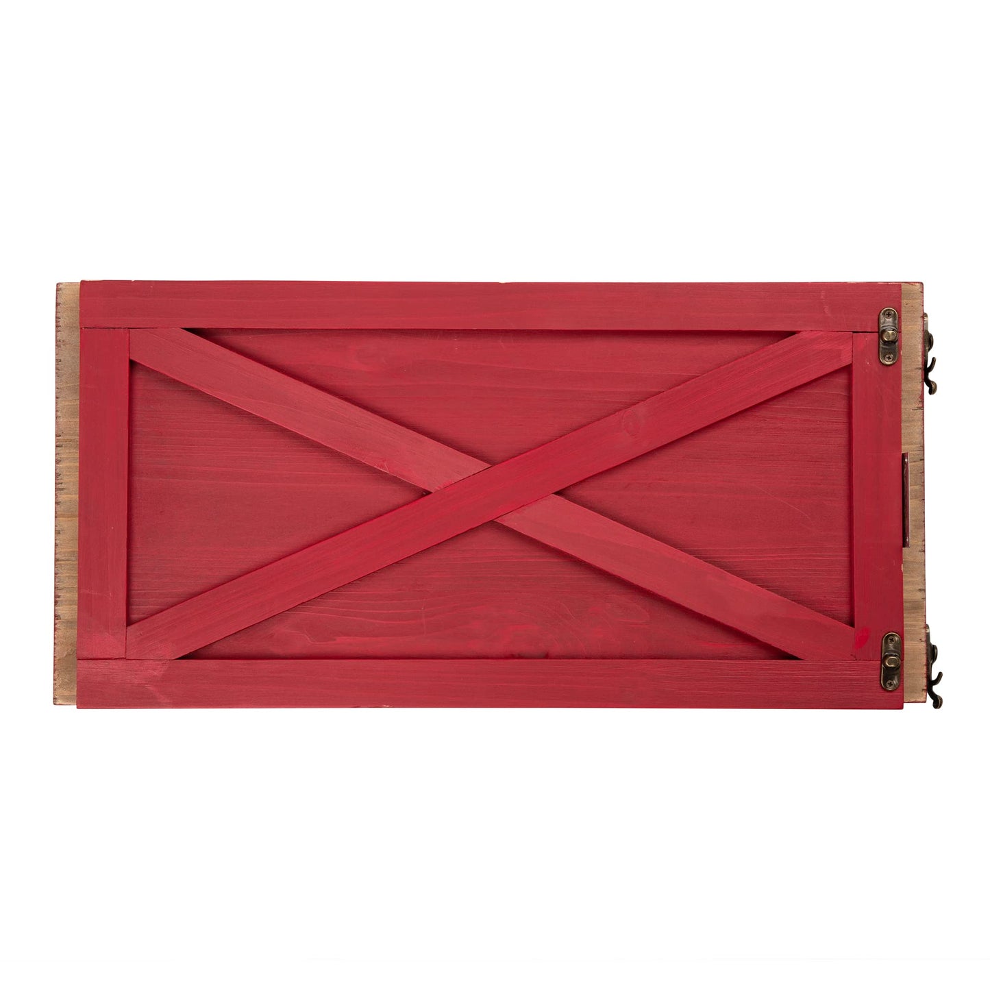 Glitzhome Wooden Box Collar Stand Cover Christmas Tree Skirt, 22" L, Red
