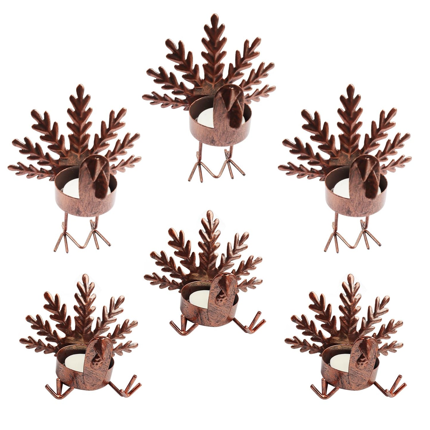 6 Set Thanksgiving Table DecorTurkey Tea Light Candle Holders Centerpiece, Fall Decorations,Christmas