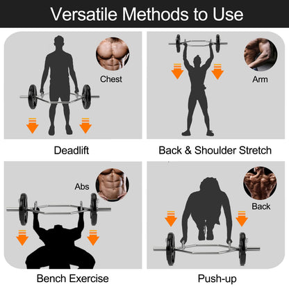 Goplus 56’’ Olympic Hex Trap Bar, Heavy Duty Barbell Trap Bar with Flat or Raised Knurled Handles for Squats, Deadlifts, Shrugs, Strength Training Weight Lifting (Sliver, fit 2’’ weight plates)