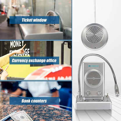Retekess TW102 Window Microphone Speakers, Window Intercom System, 8M Cable with Loud Outer Speaker, Intercom System for Business, Bank, School, Hospital