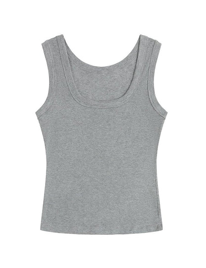 SVALIY Summer Womens Tank Tops 2025 Square Neck Fitted Sleeveless Shirts for Women Ribbed Basic Top Grey