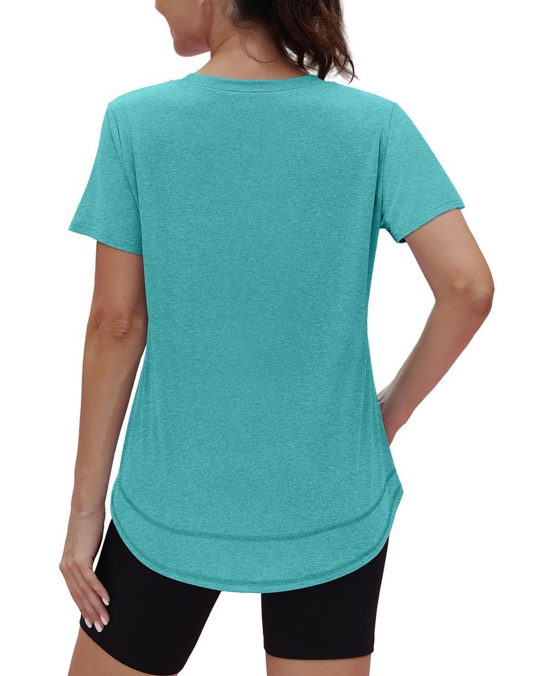 Oversized Tshirts for Women Dry Fit Plus Size Spring Clothes Summer Athletic Tops Workout Shirts Crewneck Teal 3XL