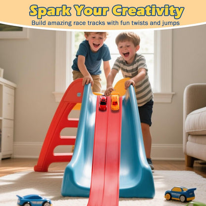 Upgrade Flexible Race Track for Kids 3+, Flexible Car Track 15Ft Race Track Compatible with Diecast 1/64th Cars, Roll Up Car Ramp Toy with Strong Suction Cups