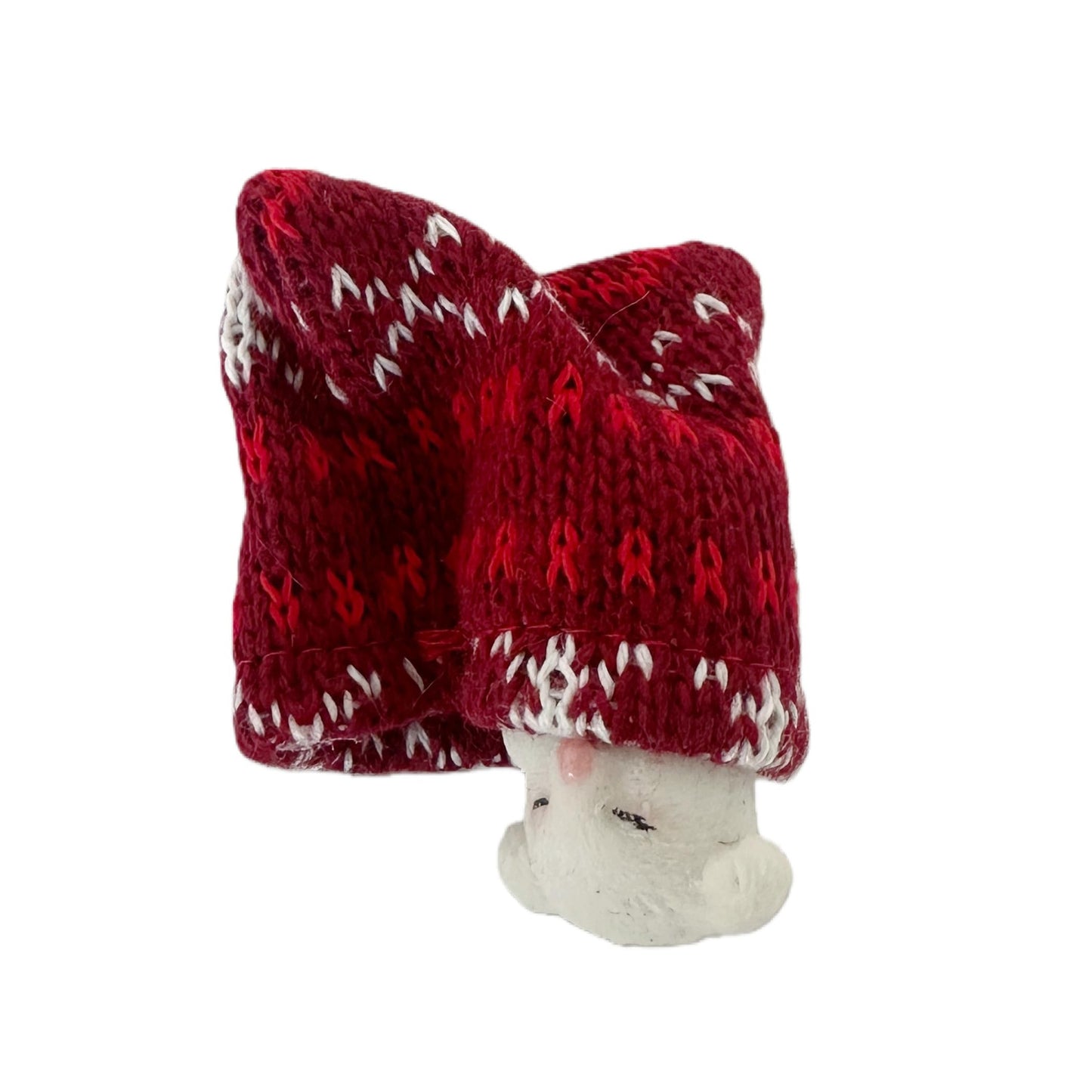 Nature's Mark Miniature White Puppy in Red Knit Stocking Christmas Ornament – 2.4-Inch Festive Dog Lover’s Holiday Decor, Cozy Knitted Fabric Hanging Puppy Decoration