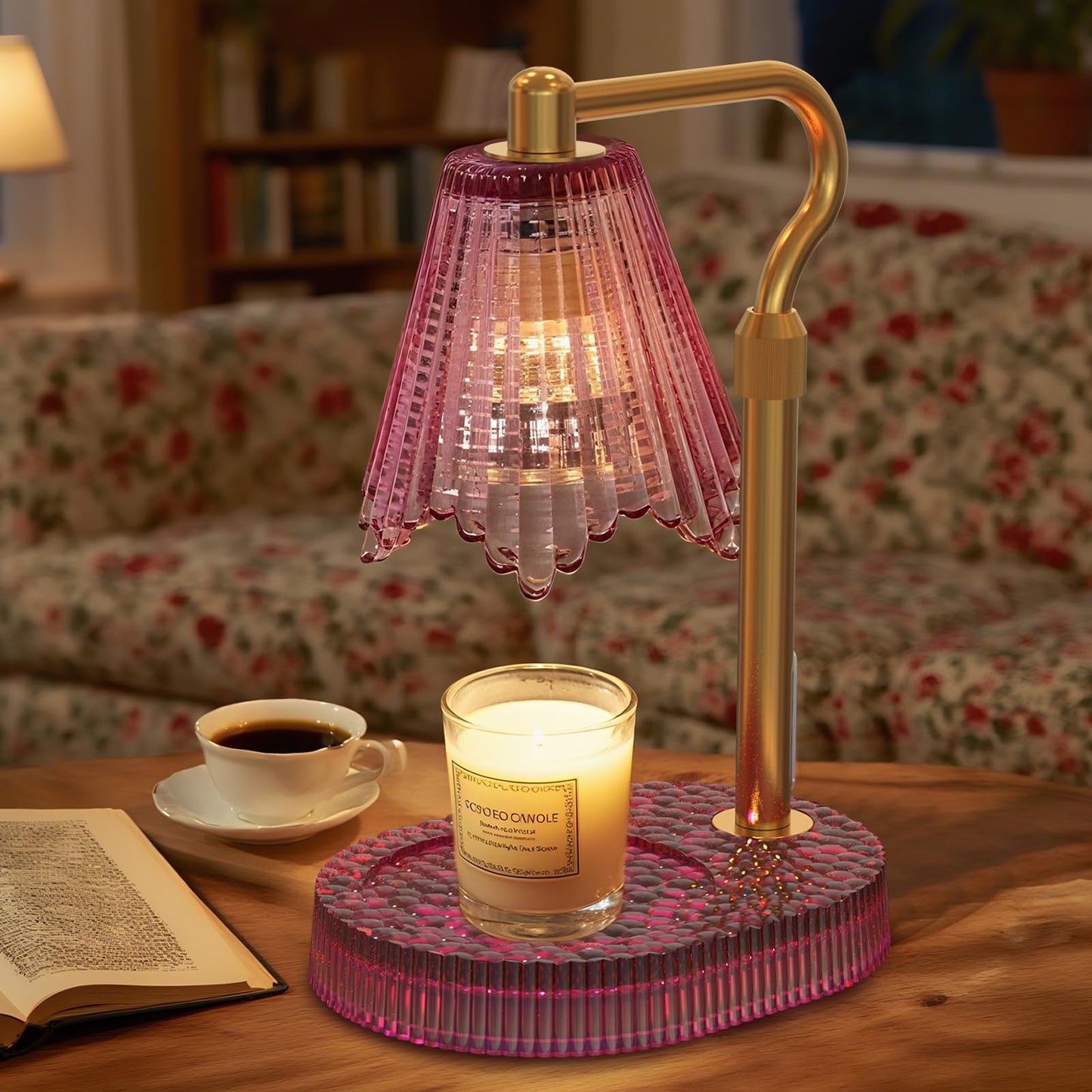WYghyronic Candle Warmer Lamp with Timer & Dimmable 4-Level Brightness - Adjustable Height,for New Home Bedroom, Gifts for Women (Pink)
