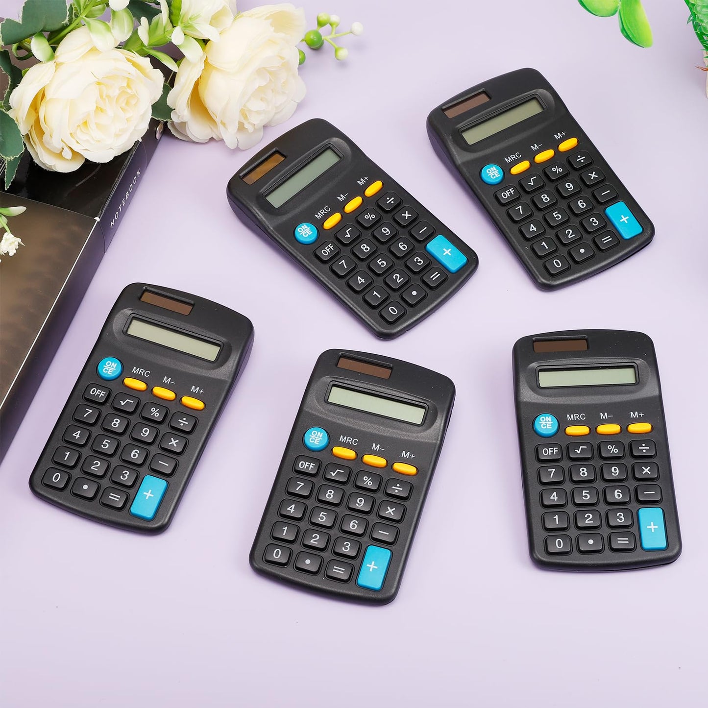 Dyrfolm 24 Pieces Pocket Size Mini Calculators,Pocket Calculator,Solar Battery Dual Power Desktop Calculators,8 Digit Display Basic Calculator for Students Kids Home Office(Black)