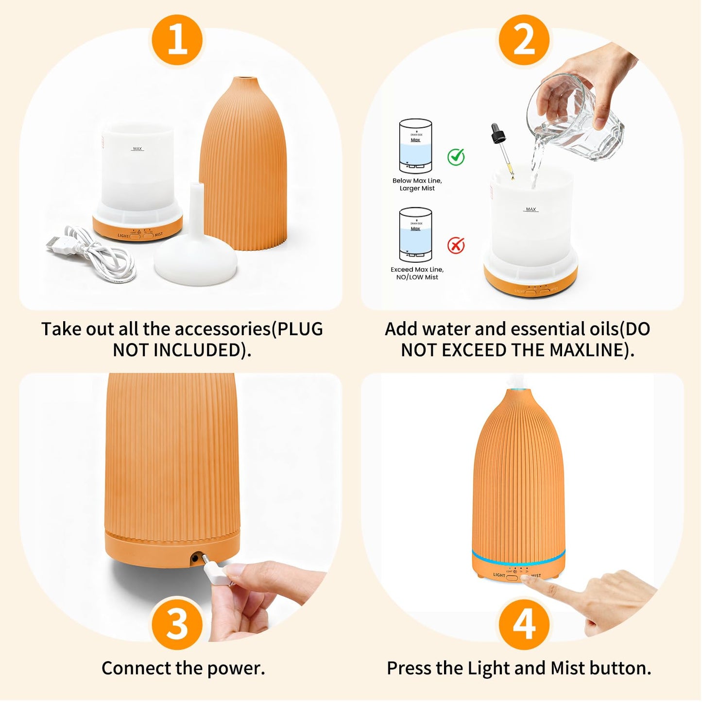 URPOWER 100ML Essential Oil Diffuser Ultrasonic Cool Mist Humidifier with 7 LED Lights, Timer & Auto-Off Quiet Aromatherapy Scent Diffuser for Home Bedroom Office Relaxation