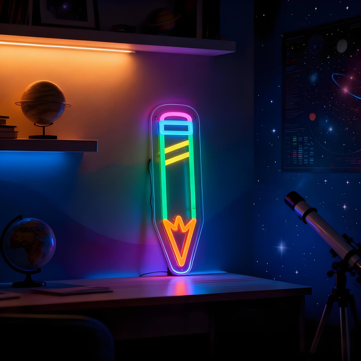 Neonawall Pen Neon Sign for Wall Decor Students Light Up Led Sign Birthday Party Gifts Led Decorative Night Signs School Class Room Decorations Christmas Party Gifts for Learning Room Boys Girls