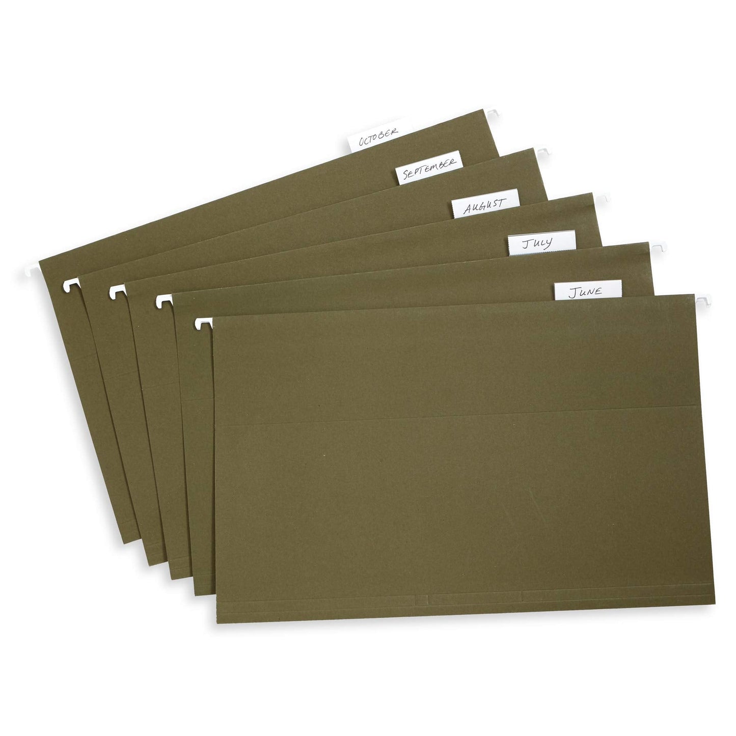Blue Summit Supplies 50 Legal Size Hanging File Folders, 1/5 Cut Adjustable Tabs, 5 Tab Locations, Designed for Legal and Law Office File Organization, Standard Green, 50 Pack, Legal Size