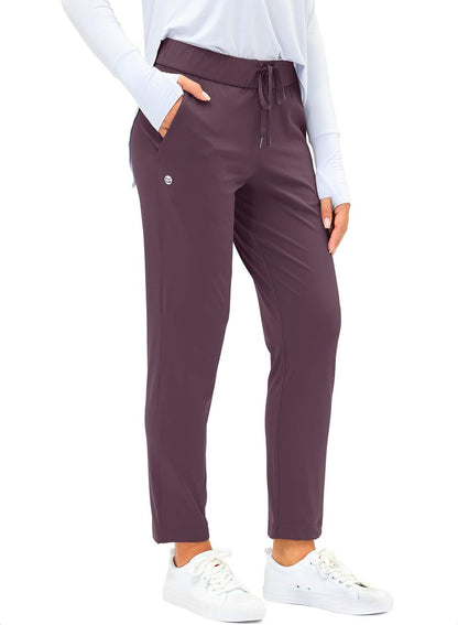 G Gradual Women's Pants with Deep Pockets 7/8 Stretch Sweatpants for Women Athletic, Golf, Lounge, Work (Wine Red, 3X-Large)