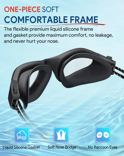 Otionus Swim Goggles Adult, Polarized Adult Swimming Goggles Bungee Strap No Hair Pulling Anti-fog Pool Goggles for Men Women