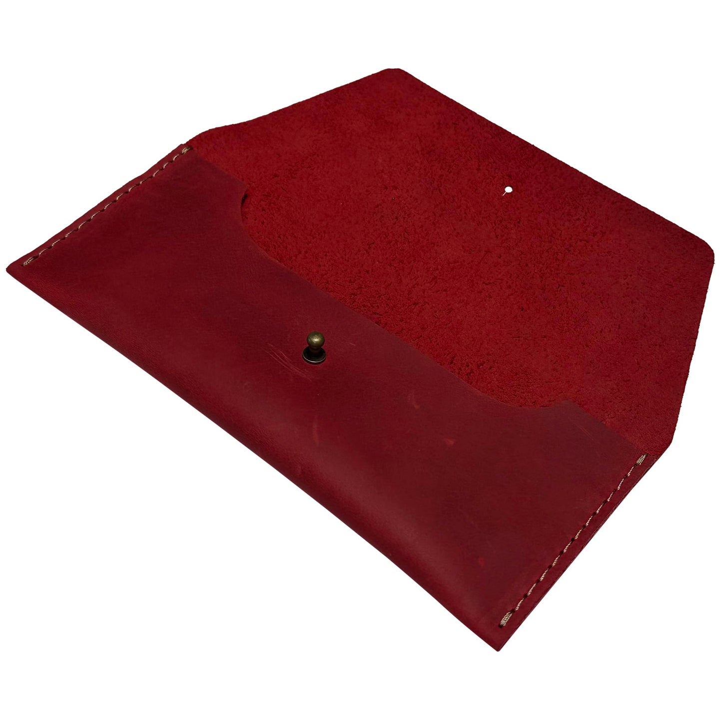 Thot Ra Leather Cash Envelope Wallet, Money Pouch Reusable Budget Envelope Wallet, Leather Cash Holder With One Slot Holder, Handmade, Full Grain Leather Vintage (Red)