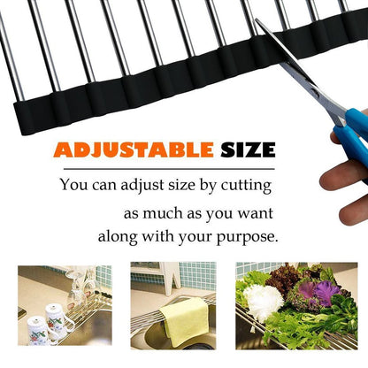 Ahyuan Roll up Dish Drying Rack Over The Sink Kitchen Roll up Sink Drying Rack Portable Dish Drainer Foldable Dish Drying Rack (Warm Gray, 17.8''X17'')