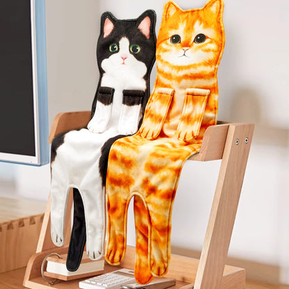 Infaccial Funny Cat Hand Towel for Kitchen and Bathroom,Decorative Hanging Cat Towels for Cat Lovers,Christmas Cat Gifts for Women(Orange Cat)