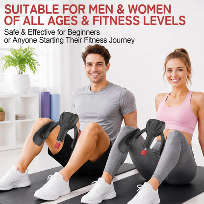 Pelvic Floor Exercise Devices 77 lb Adjustable Kegel Inner Thigh Exerciser and Hip Trainer Workout Equipment for Home Postpartum Recovery Women Men, with Band, Black
