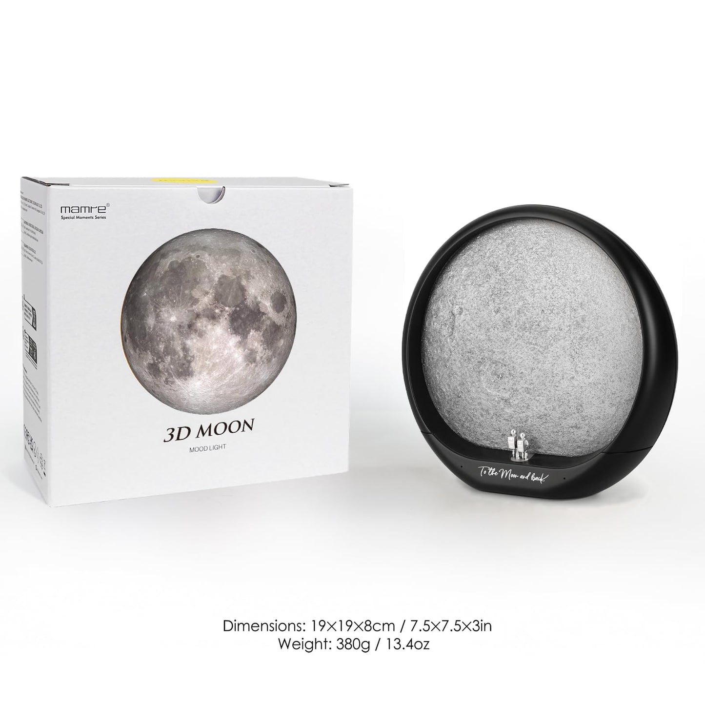 mamre Astronaut Couple Lunar Lamp Moon Light 3D Moon Rechargeable Night Light Gift Home Decor Lighting for Anniversary Birthday Valentine's Day Christmas