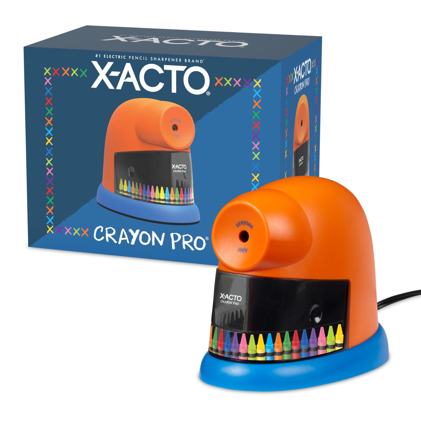X-ACTO Crayon Pro Electric Sharpener, SafeStart Automatic Motor, 1 Count - Great for Home or School Classroom Use
