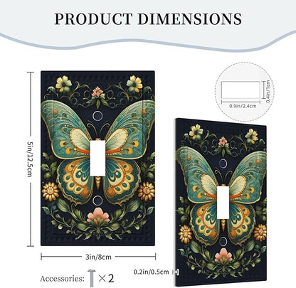 Butterfly Ornate with Flower Light Switch Covers 1 Gang Single Toggle Wall Plate Decorative Switchcover Electrical Switchplate for Country Living Decor