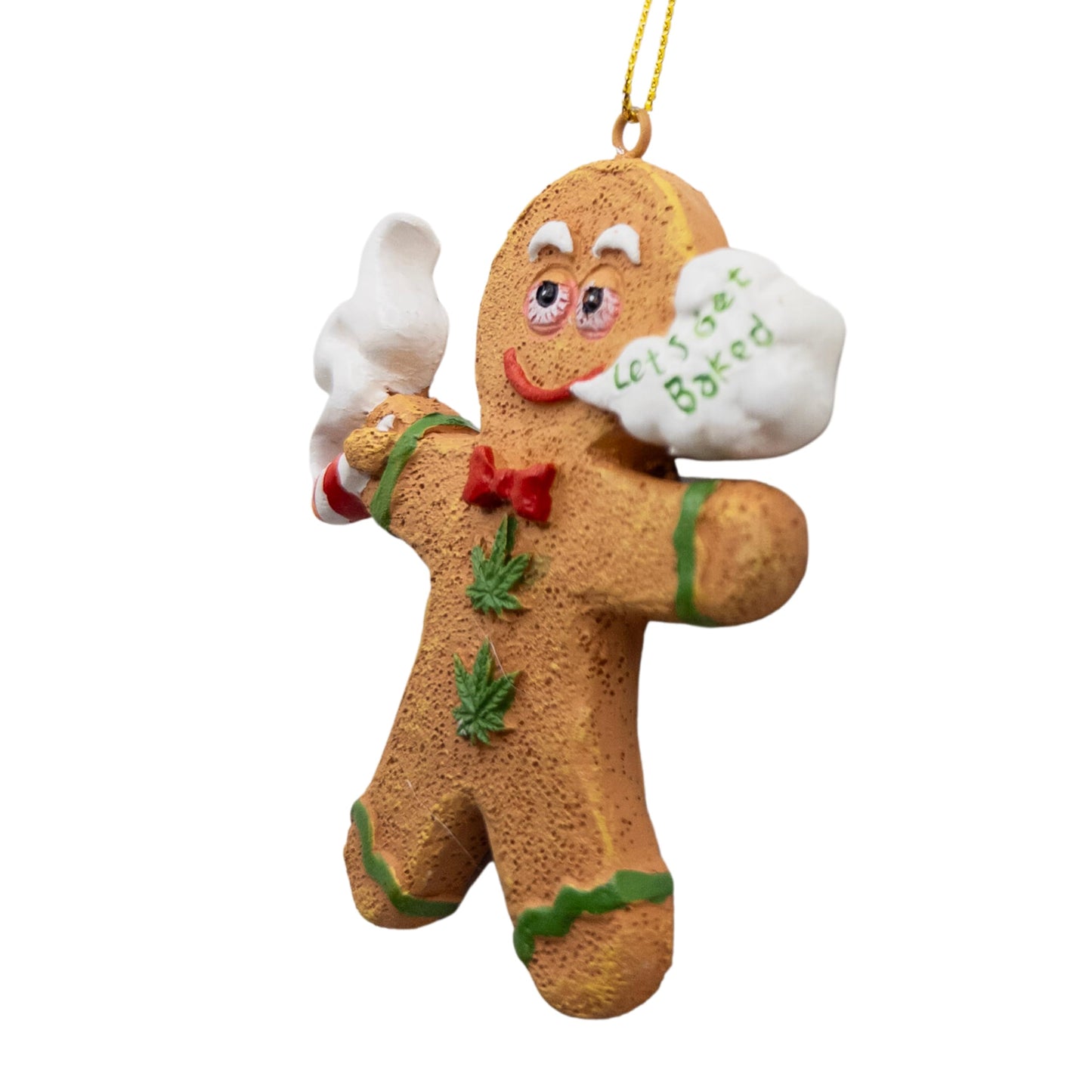 Gingerbread Man Let's Get Baked Funny Weed Christmas Tree Ornament