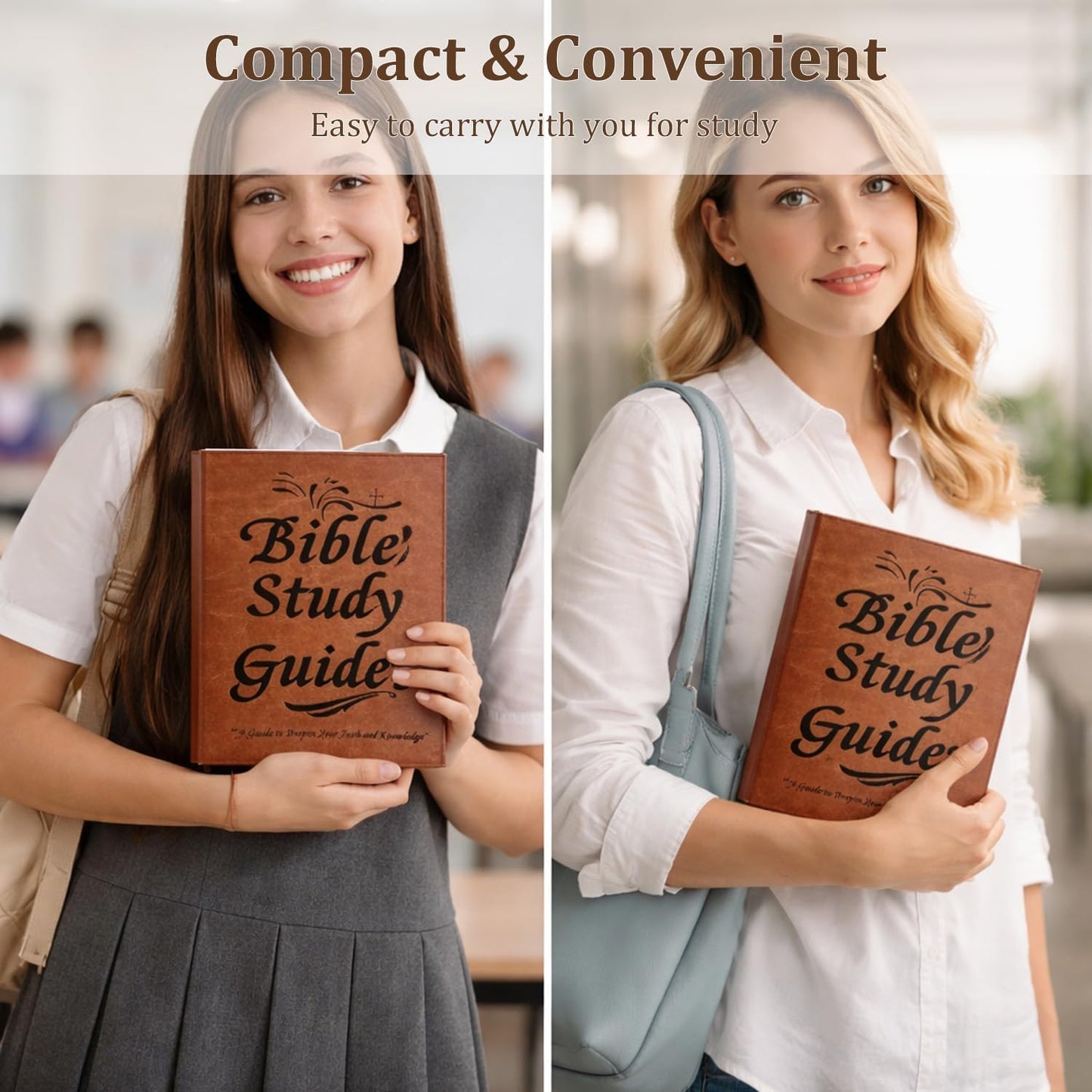 66-Page Bible Study Guide & Devotional Journal - PU Leather Cover, Scripture Summaries, Daily Reflections | Beginner-Friendly Spiritual Growth Notebook | Christian Gift Idea (Brown)