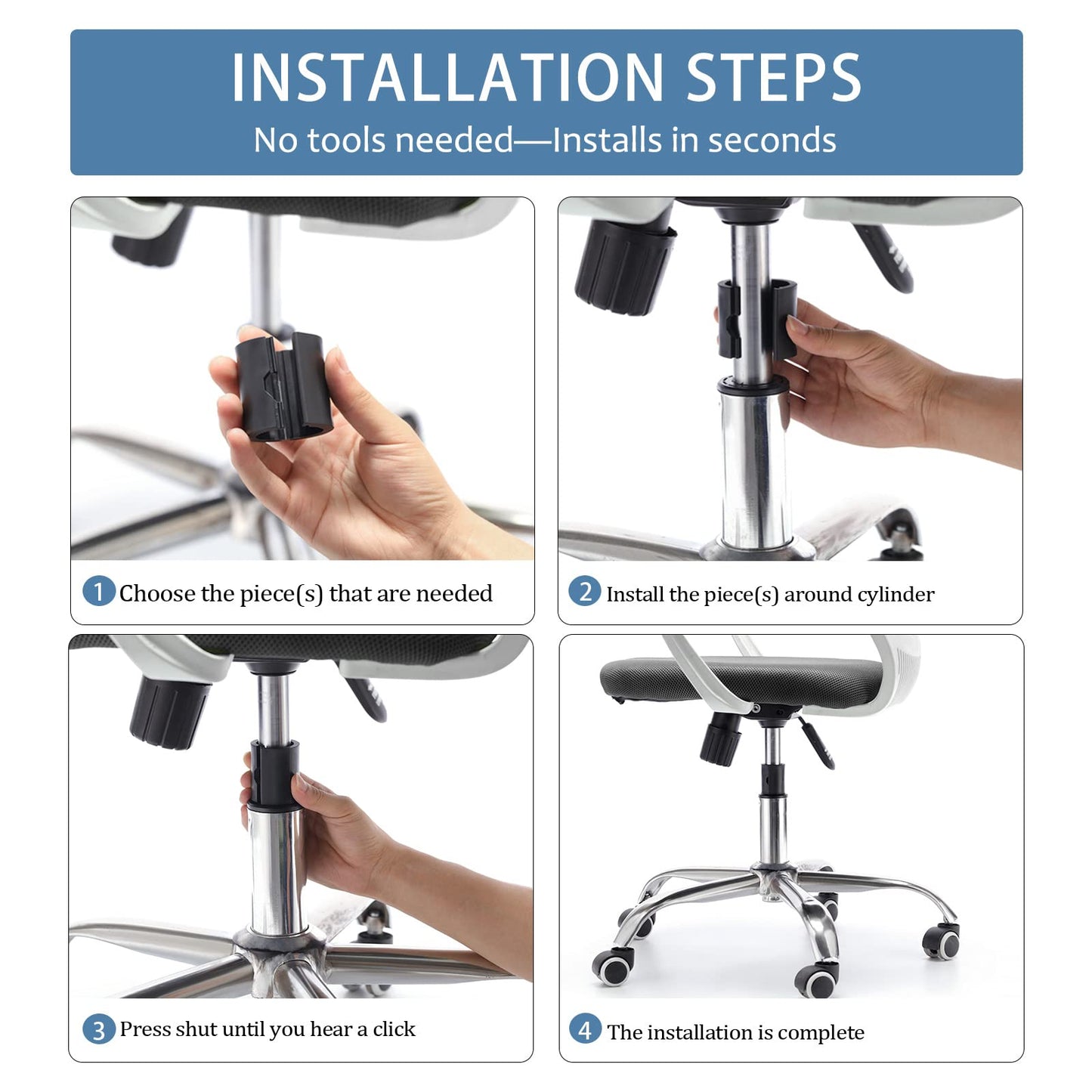 Salbree Office Chair Hero Fix Attaches Clamps to Large Cylinder Piston Stops Your Chairs from Sinking When Computer Hydraulic Lift Has No Gas Stop Replacement