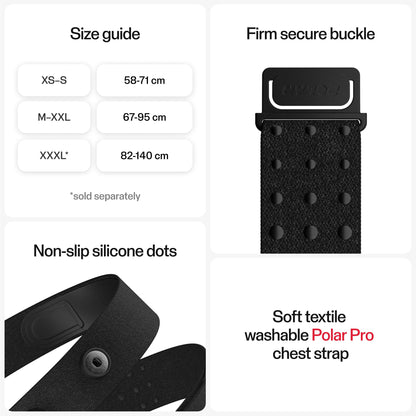 Polar H10 Heart Rate Monitor Chest Strap - ANT + Bluetooth, Waterproof HR Sensor for Men and Women, Black, M-XXL