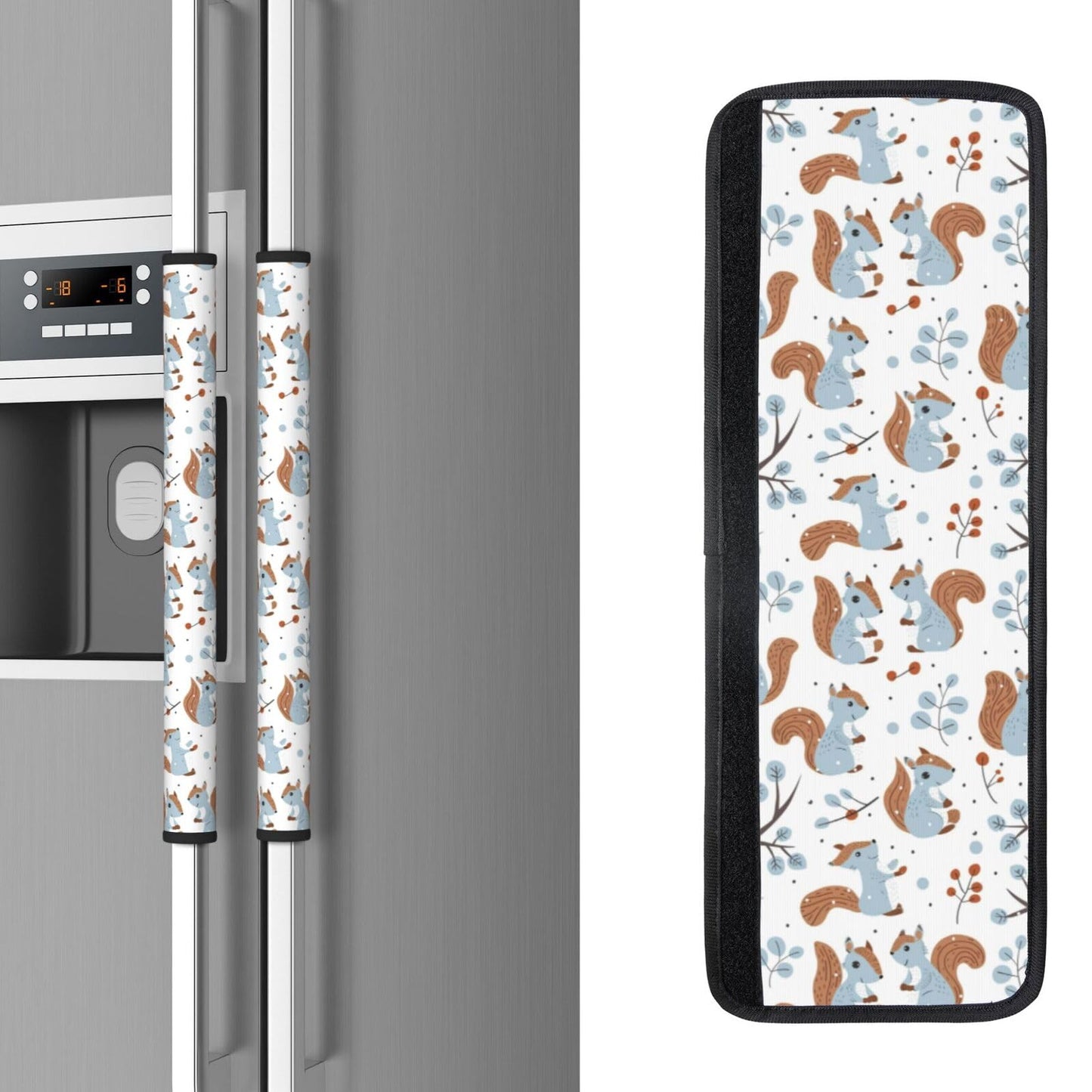 Buyidec Refrigerator Door Handle Covers Cute Squirrels Winter Snow Fridge Handle Cover Washable Dishwasher Microwave Fridge Oven Door Decor Handle Cover Keep Your Kitchen Appliances Clean
