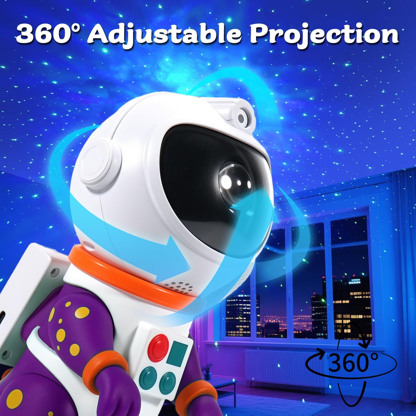 LOVME Galaxy Star Projection Night Light, Dinosaur Astronaut Space Projector with 8 Modes Starry Nebula Effects, Timer & Remote Control, Bedroom Ceiling Decor for Kids, Christmas Birthday Gift(Purple)