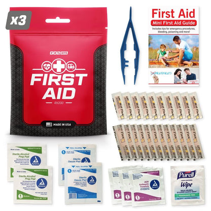 Go2Kits 38-Piece First Aid Kit 2.0, Basic Plus Emergency First Aid Kit for Home, Work & Travel, Red, 38 Pieces, 5-Pack (RX200)