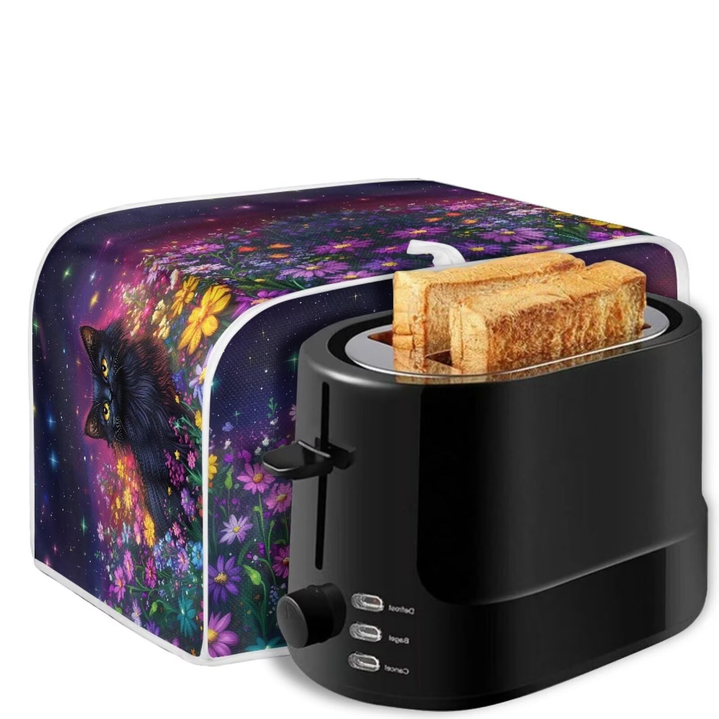 ASQVTIFE Black Cat Toaster Covers 4 Slice Long Slot Kitchen Appliance Covers Cute Animal Bread Machine Oven Dust Cover Indoor Kitchen Decorations Greasy Protection Anti Sputtering