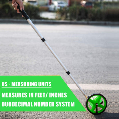 Zozen Measuring Wheel, Green 6Inch Measure Wheel, Distance Measuring in Feet and Inches, Rolling Measurement [Up to 10,000Ft], Telescopic/Mechanical/One Key to Reset, Include Carrying Bag.