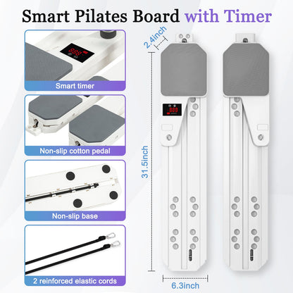 Pilates Reformer Board Set 12-in-1 Portable Pilates Board for Home Workout Core & Abs Toning Full Body Sculpting Equipment White