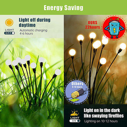 Flumy Solar Outdoor Lights, Waterproof Solar Garden Light, New Upgraded 4 Pack 32 LED Swaying Firefly Light for Outdoor Yard Patio Pathway Christmas Decoration(Warm White)