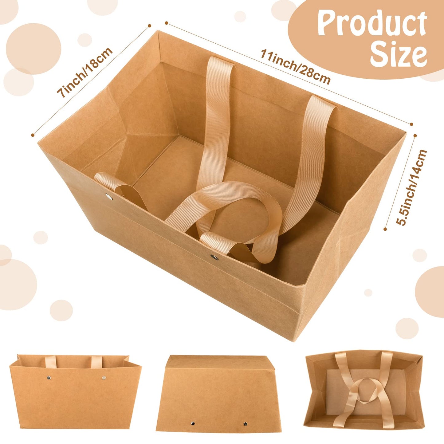 Teling 56 Pack Large Christmas Gifts Basket Bulk 11x7.1x5.5 Inch Empty Gift Baskets to Fill with Handles Clear Cellophane Bags Pull Bows Present Boxes for Xmas Holiday Party Favors Goodie Packaging