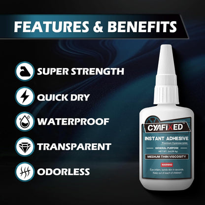 Super Glue Liquid 113.6 Gram, Fast Medium Thin Viscosity Instant Clear Cyanoacrylate Adhesive, Food Safe CA Glue for Shoe Repair Leather Ceramic Plastic Glass Metal Wood Aquarium Rubber Pottery Craft