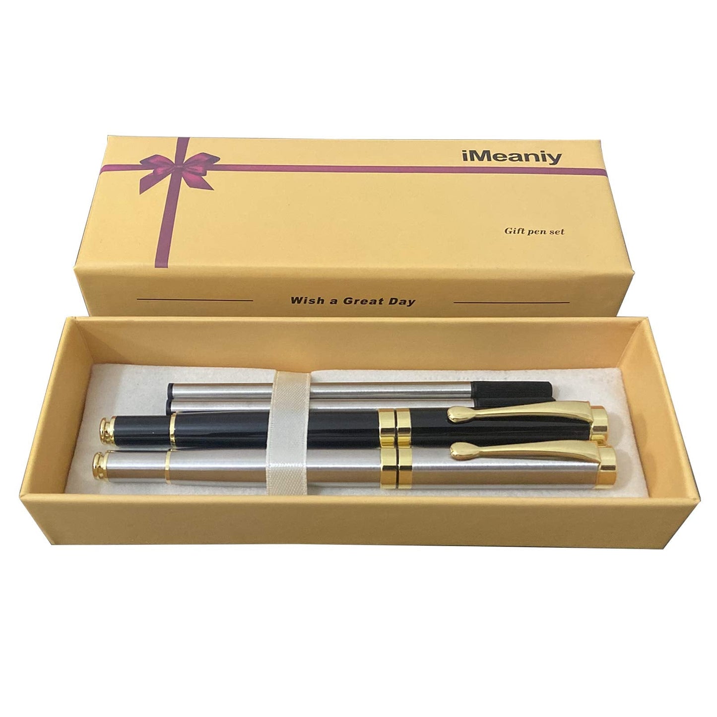 iMeaniy Luxury Ballpoint Pen Writing Set,Elegant Fancy Pens for Signature Colleague Students Boss,Executive Nice Pens for Business Birthday with Gift Box,2 extra 0.5 mm refill(2 pens)