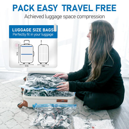 VMstr 15 Pack Travel Vacuum Storage Bags with USB Pump, Vacuum Packing Seal for Luggage and Suitcase, Space Saver for Clothes and Clothing Travel