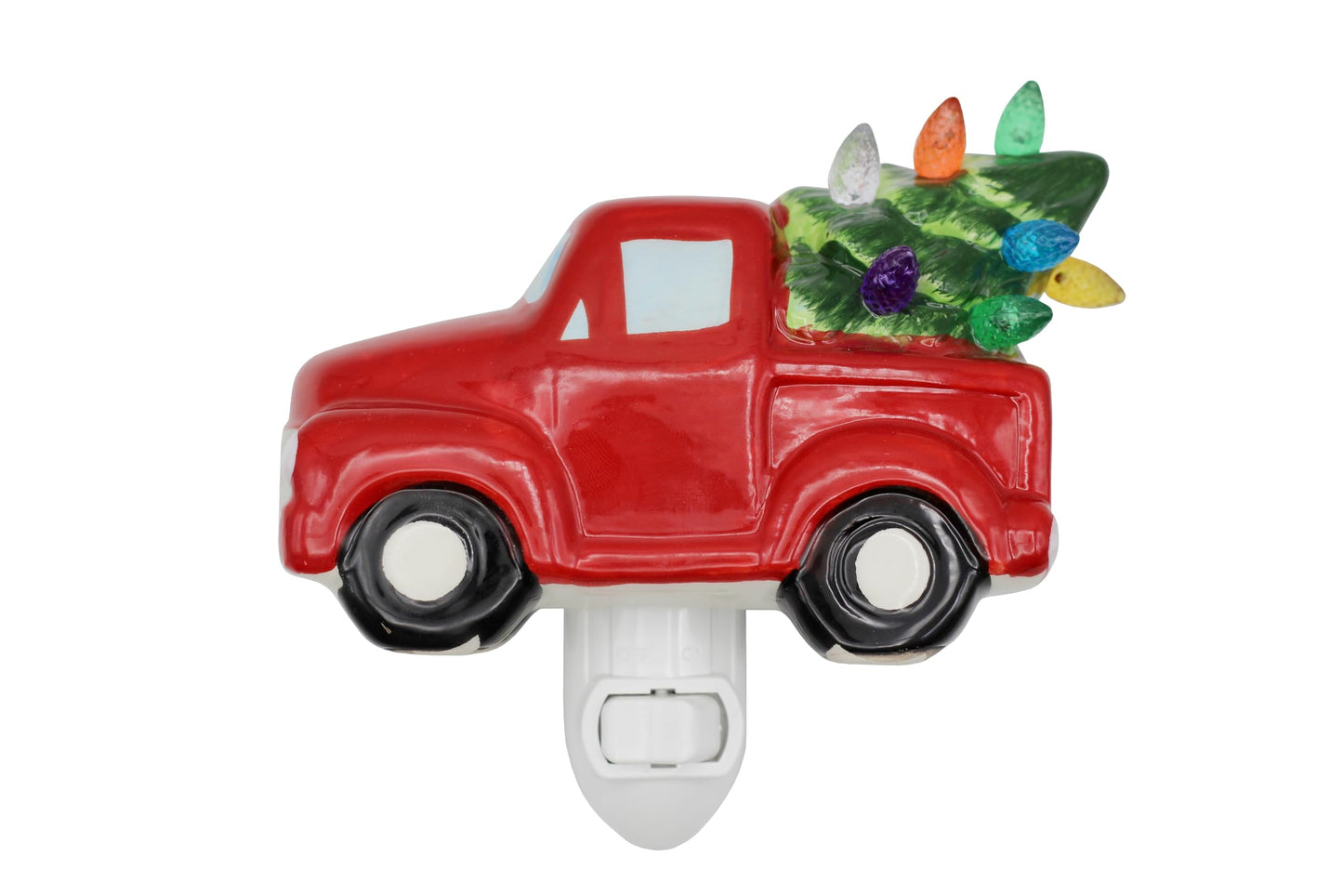 Creative Hobbies Christmas Night Light - Plug in Ceramic Vintage Night Light with LED Bulb (Truck)