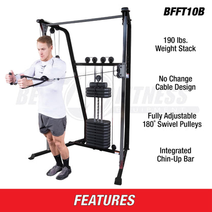 Body-Solid Best Fitness Functional Trainer Cable Machine, Full Body Workout Weight Stacks, Chest and Shoulder Exercise Home Gym LAT Pulldown Machines with 190lb Weights Stack, Midnight Black (Black)