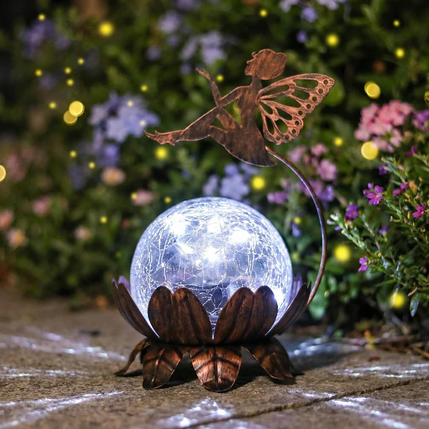 MUMTOP Solar Lantern Fairy Light, Crackle Glass Solar Lights Outdoor LED Waterproof Tabletop Lamp for Table, Yard, Garden, Patio, Lawn Decor or Mother's Day Gifts