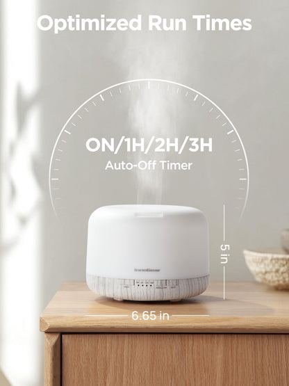 InnoGear Aromatherapy Diffuser & 10 Essential Oils Set, 500ml Essential Oil Diffuser with Remote Control Ultrasonic Cool Mist Scent Humidifier Vaporizer Auto-Off Timer for Room Office Home, Yellow