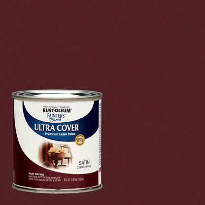 Rust-Oleum 267310-Painter's Touch Latex Paint, 1 Half Pint, Satin Claret Wine
