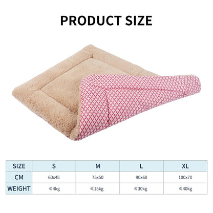 Vejaoo Dog Bed Mat Washable Cat Cushion Soft Premium Plush Dogs Mattress Sofa Dual Purpose Clearance for Small/Medium/Large Dog XZ014 (M(75 * 50CM), Short Plush Pink)